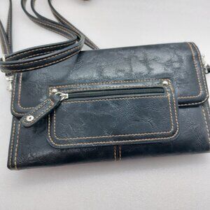 Black Purse Tri - Fold Wallet Shoulder Bag by ACI